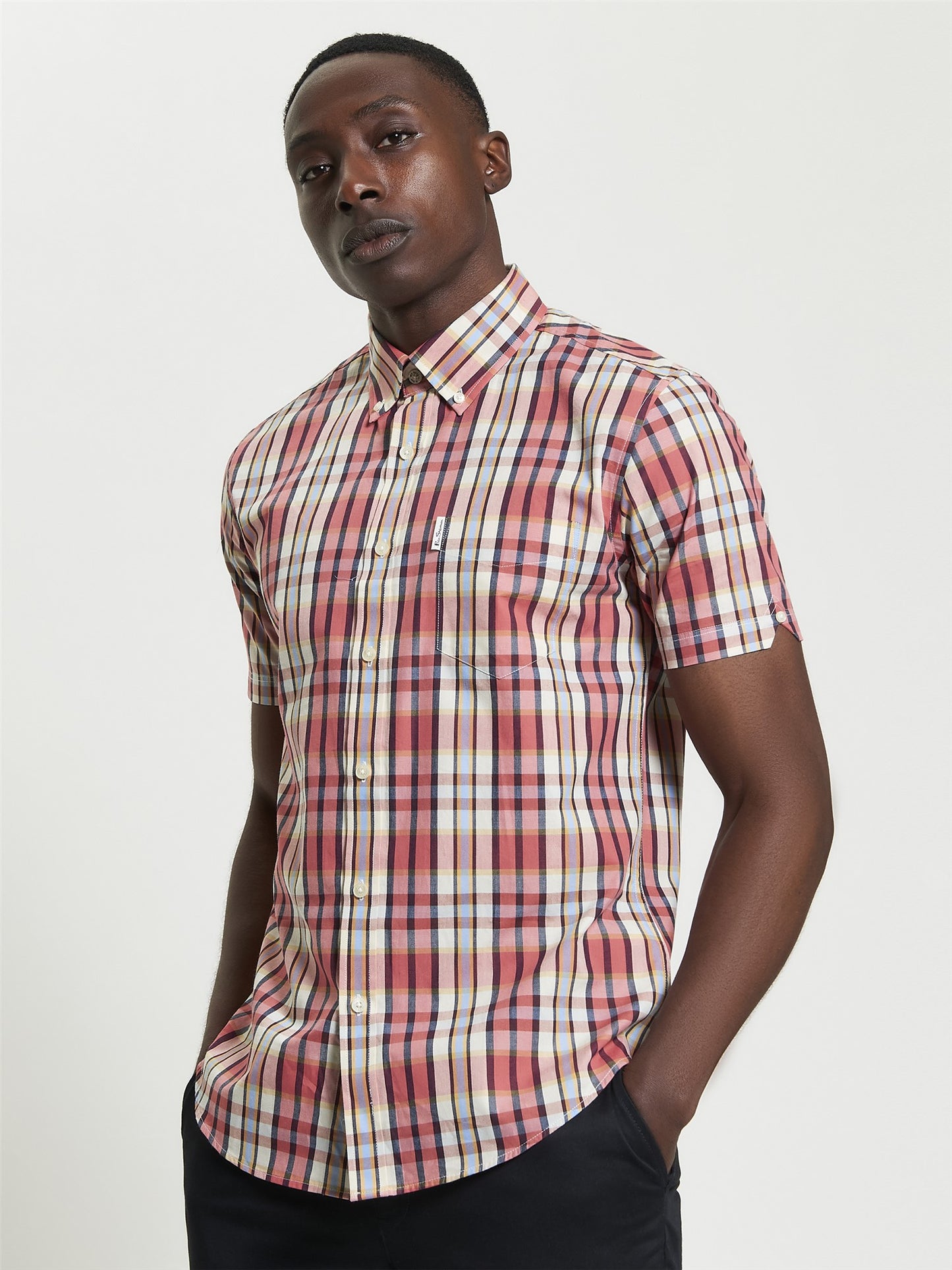 Ben Sherman Irregular Check Shirt Cerise