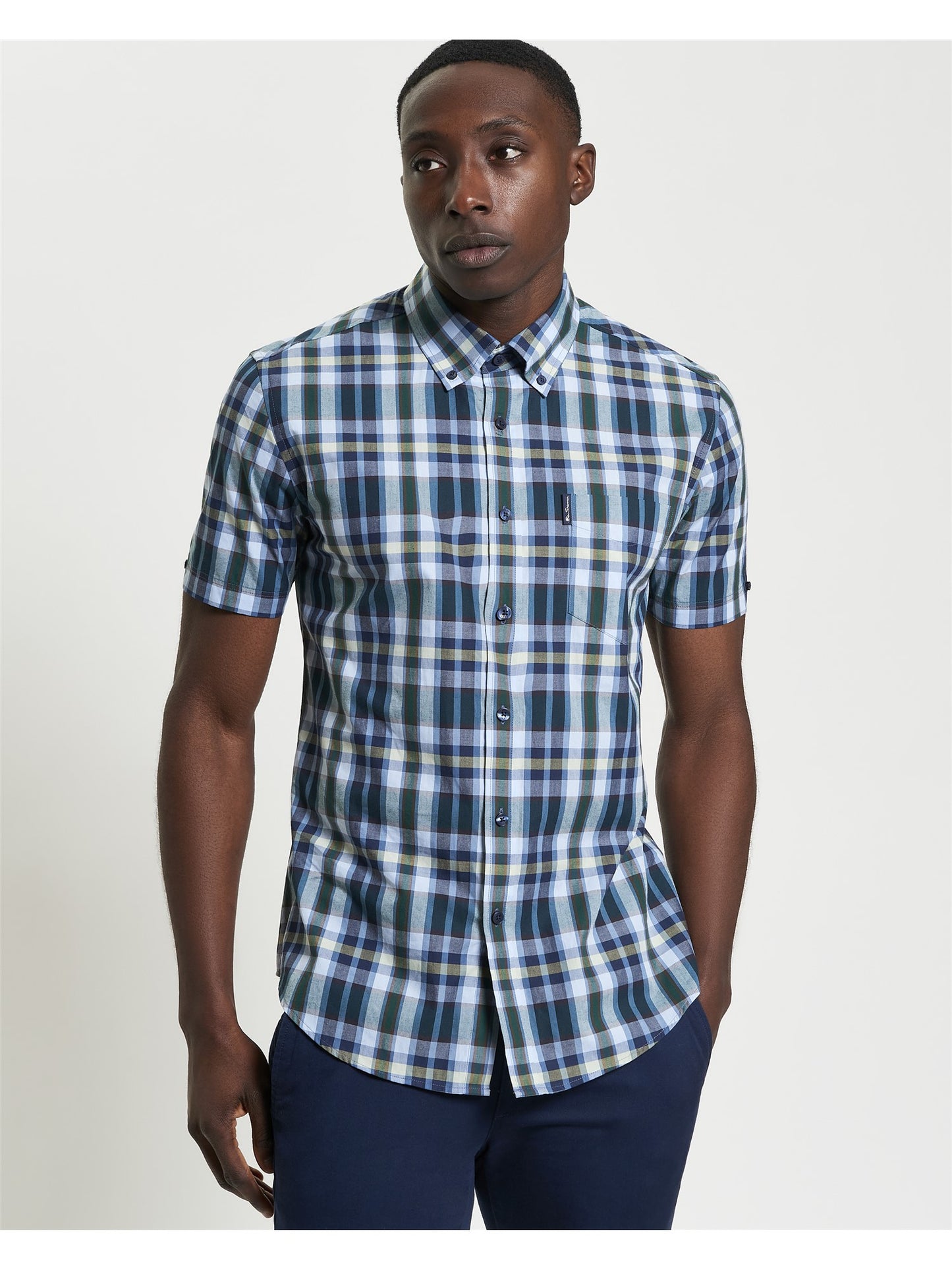 Ben Sherman Irregular Check Shirt Dark Green