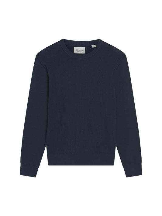 Ben Sherman Textured Front Knitted Crewneck Dark Navy