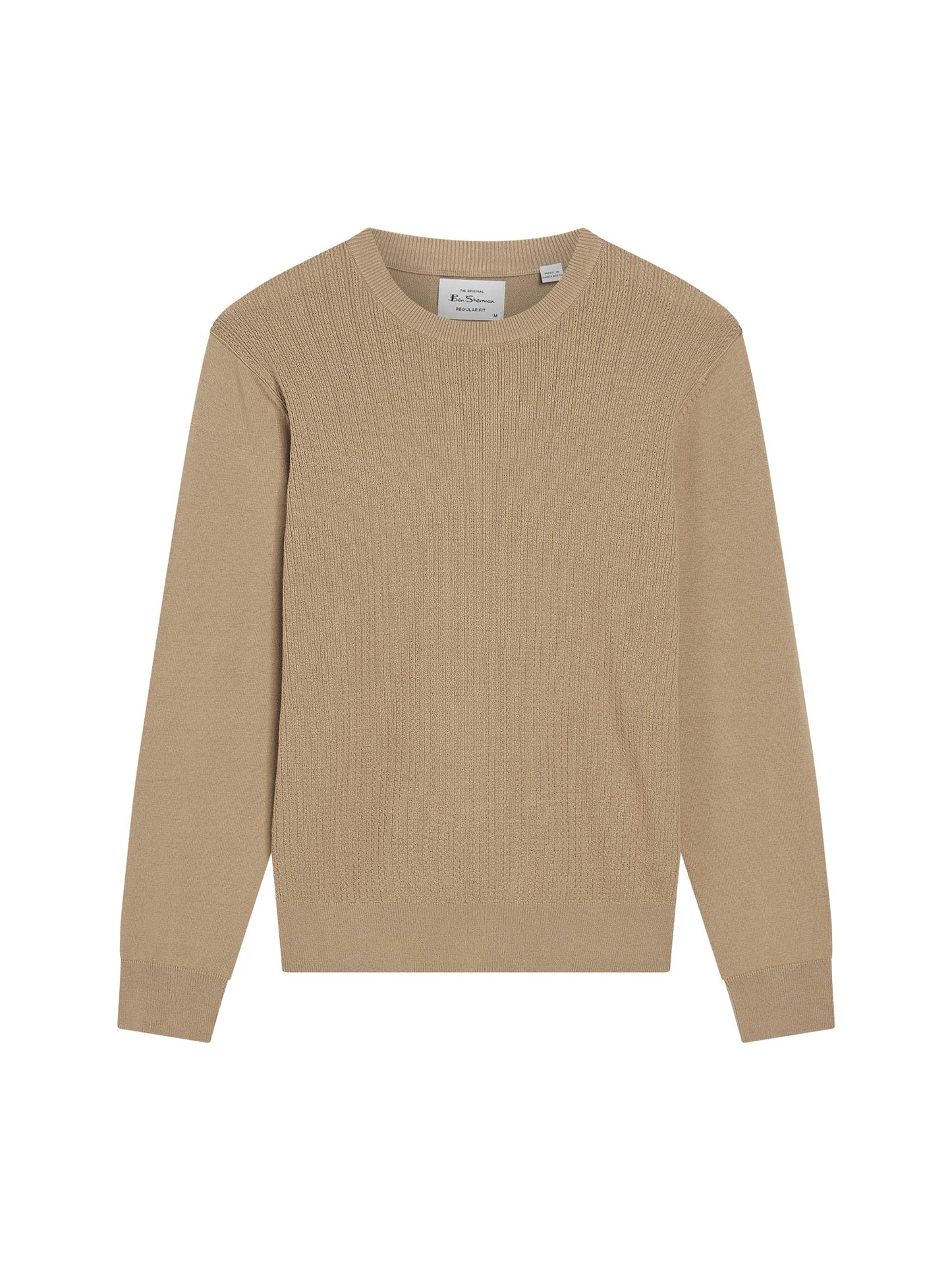 Ben Sherman Textured Front Knitted Crewneck Sand