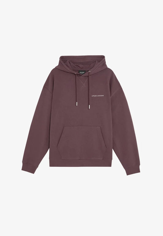 Lyle & Scott Script Brushback Pullover Hoodie Dusky Maroon