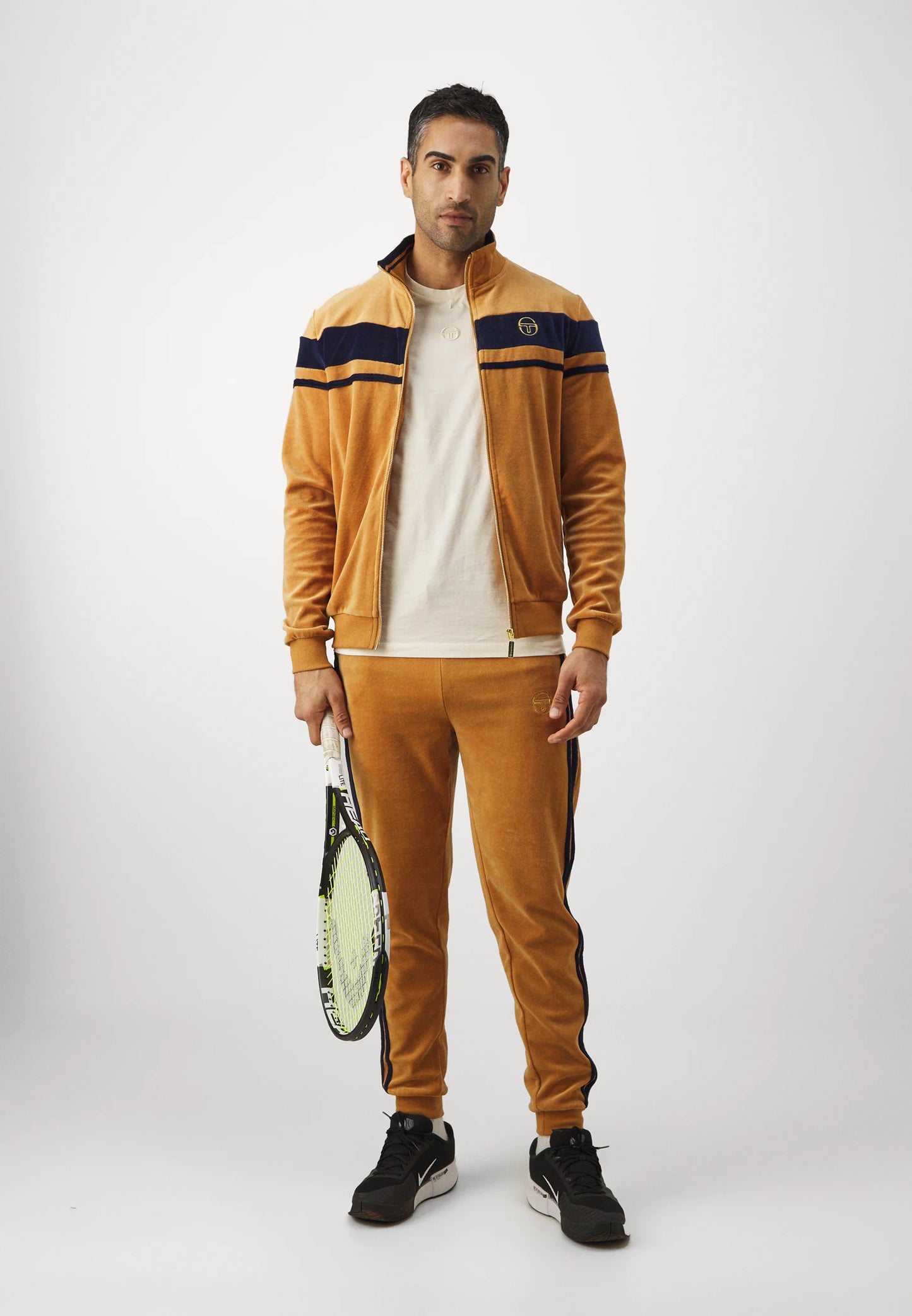 Sergio Tacchini Velour Damarindo Track Top Almond/Maritime Blue