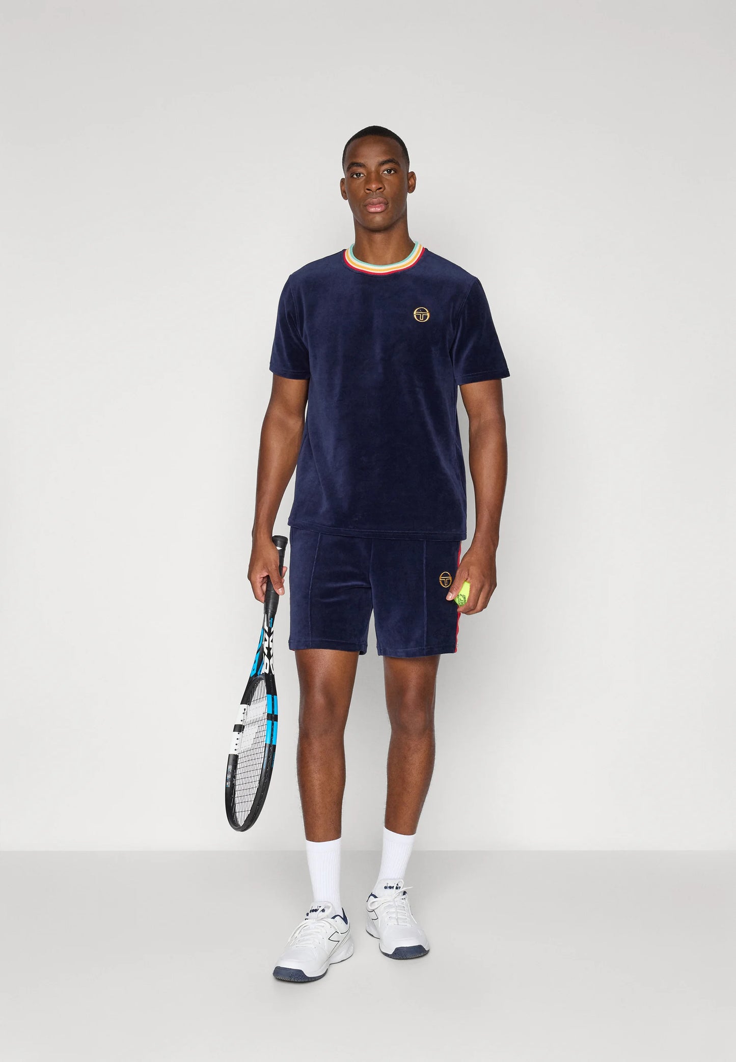 Sergio Tacchini Slice Velour T-Shirt Maritime Blue/Gold