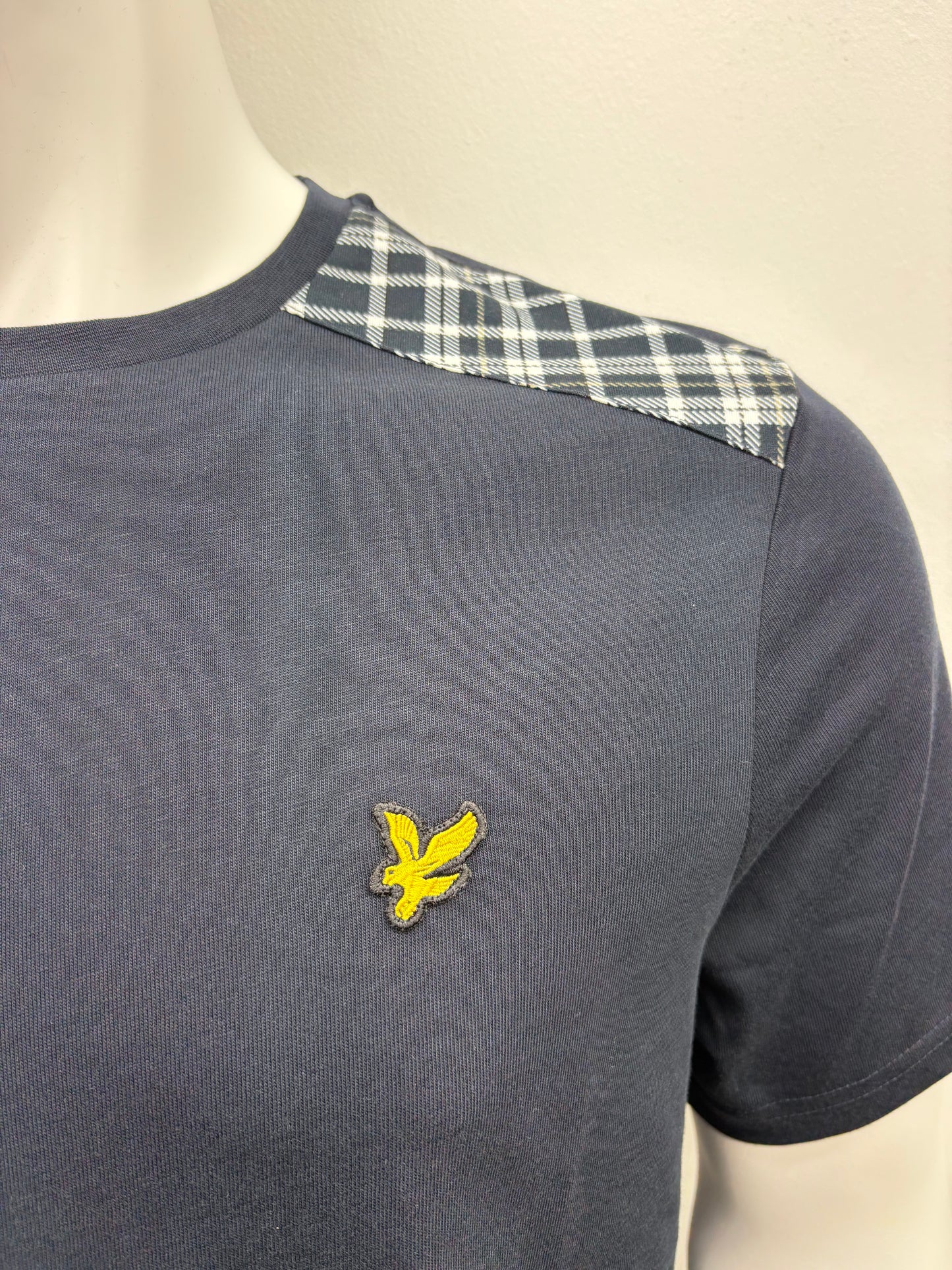 Lyle & Scott Check Panelled T-Shirt Dark Navy