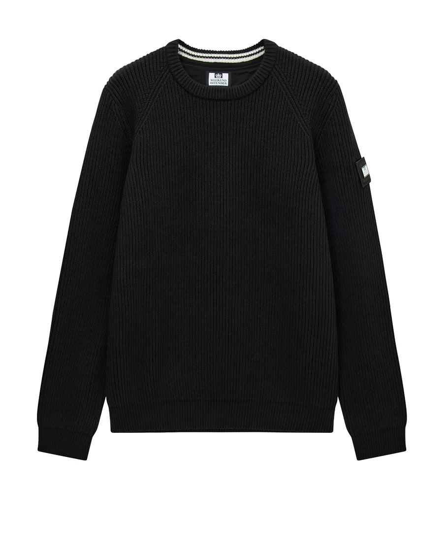 Weekend Offender Morello Rib Crew Neck Jumper Black