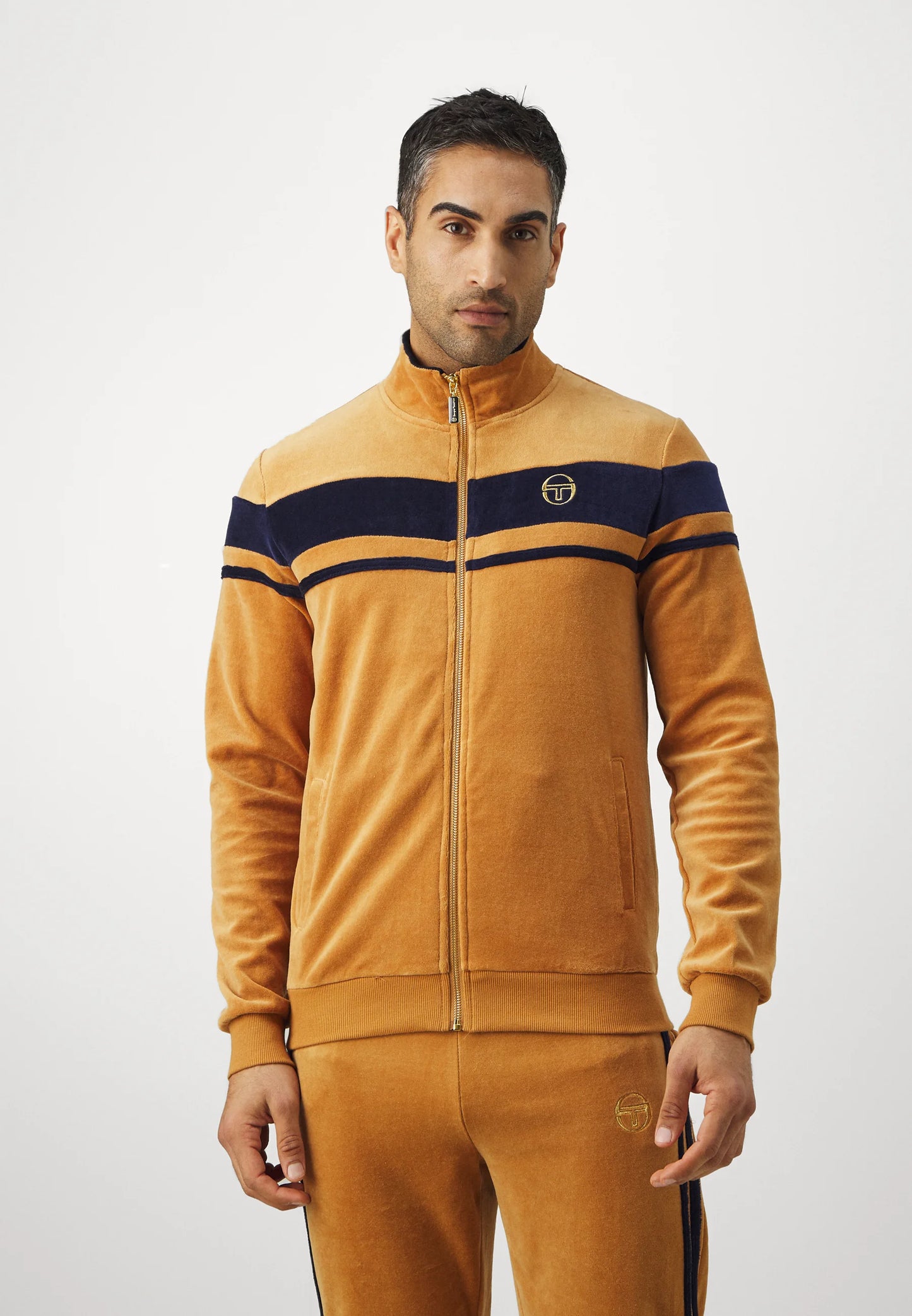 Sergio Tacchini Velour Damarindo Track Top Almond/Maritime Blue