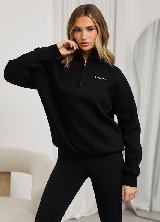 Gym King Ladies 365 Raglan Sleeve Funnel Black