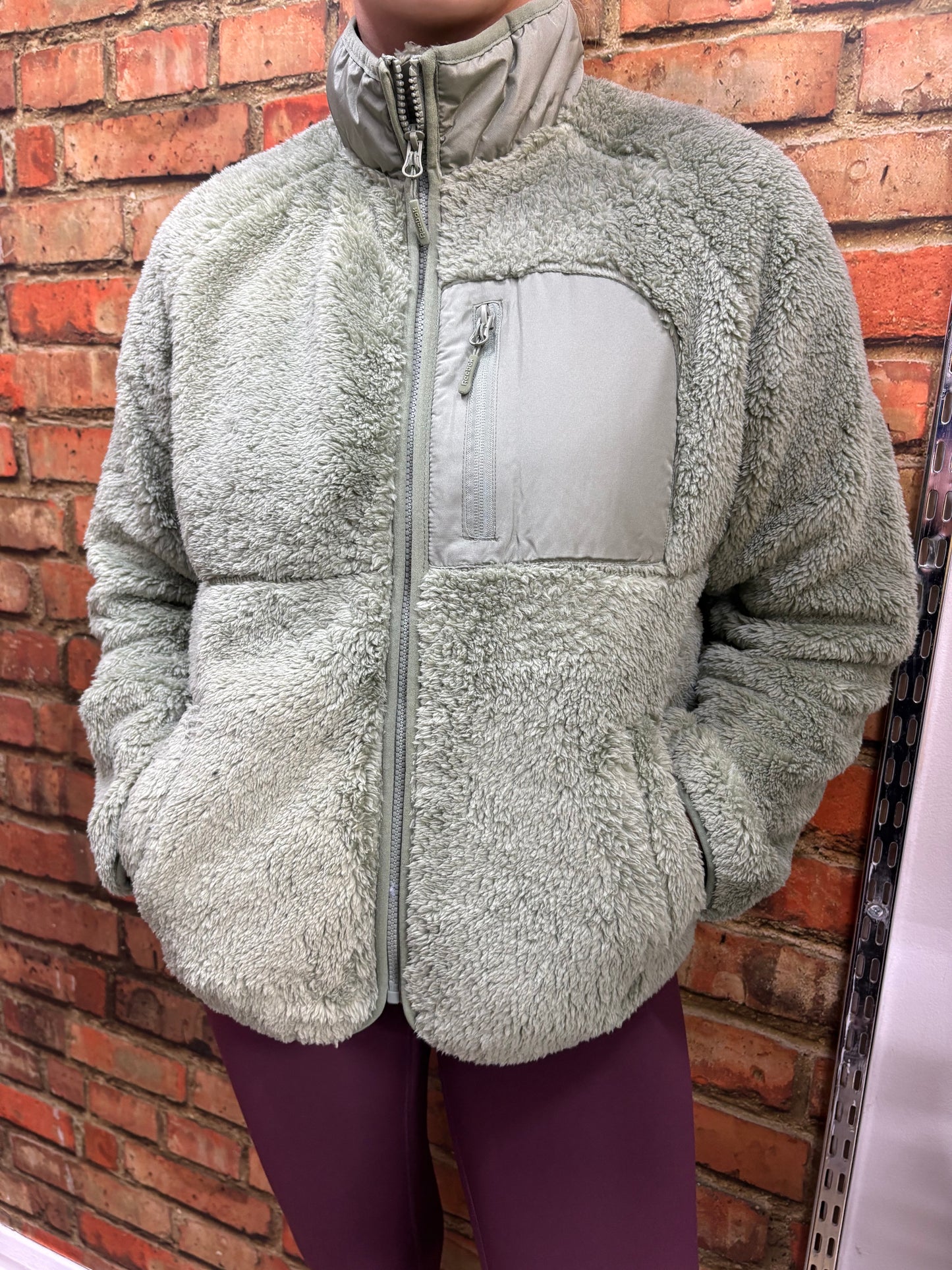 Reebok Ladies Double Monkey Fleece Jacket Sage
