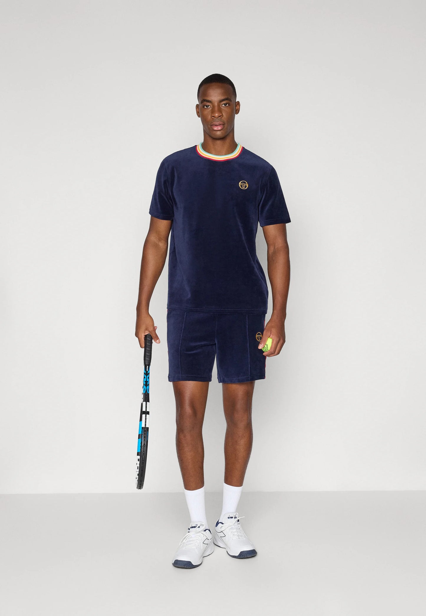 Sergio Tacchini Slice Velour Shorts Maritime Blue/Gold