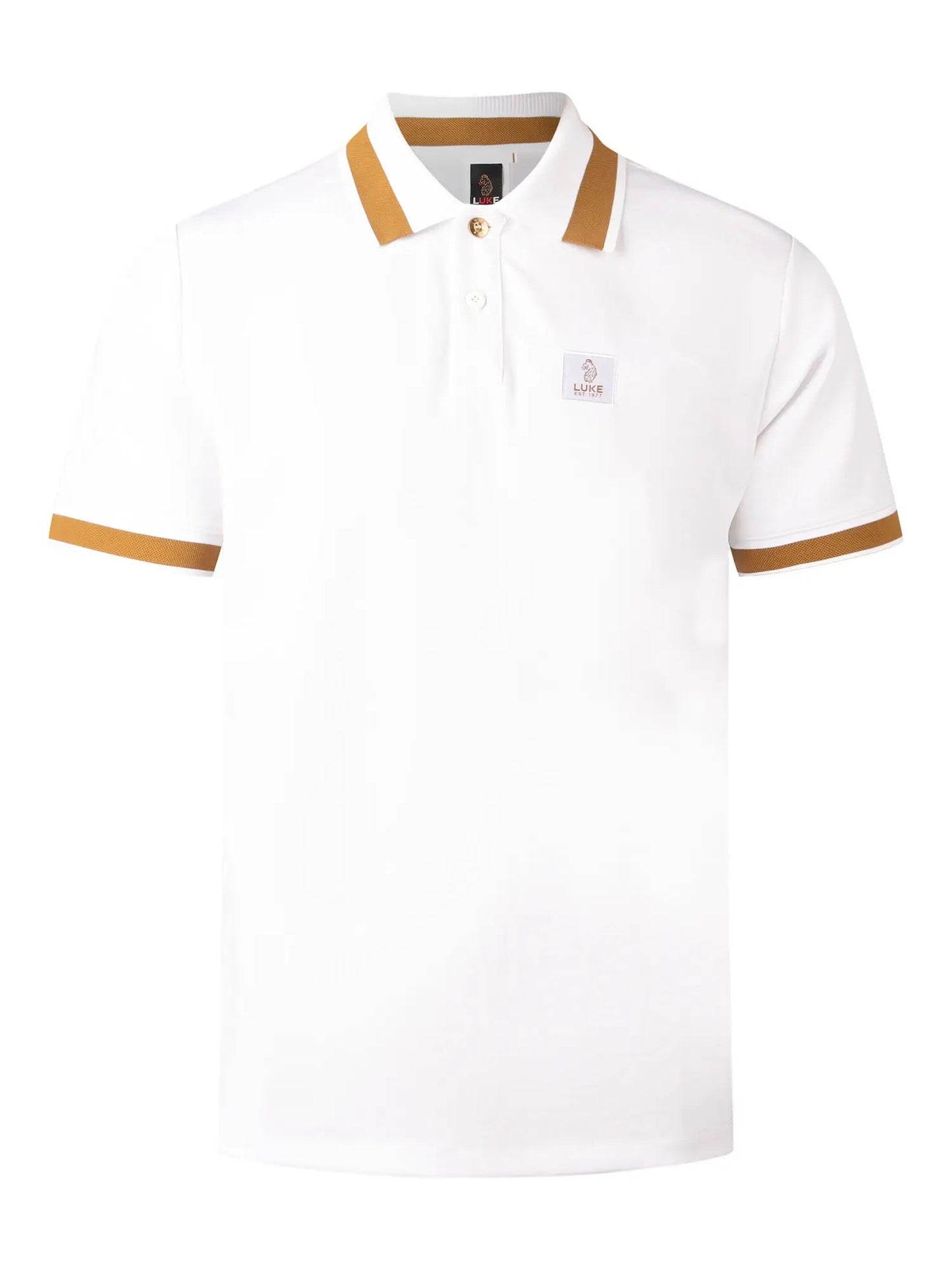 Luke 1977 Makati Honeycomb Textured Polo Shirt White/Gold