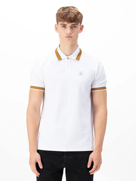 Luke 1977 Makati Honeycomb Textured Polo Shirt White/Gold