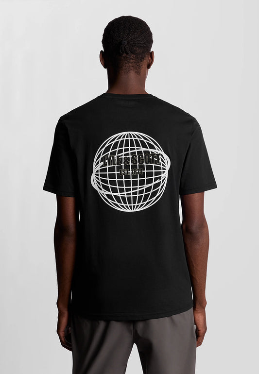 Lyle & Scott Geometric Globe Grapic T-Shirt Jet Black