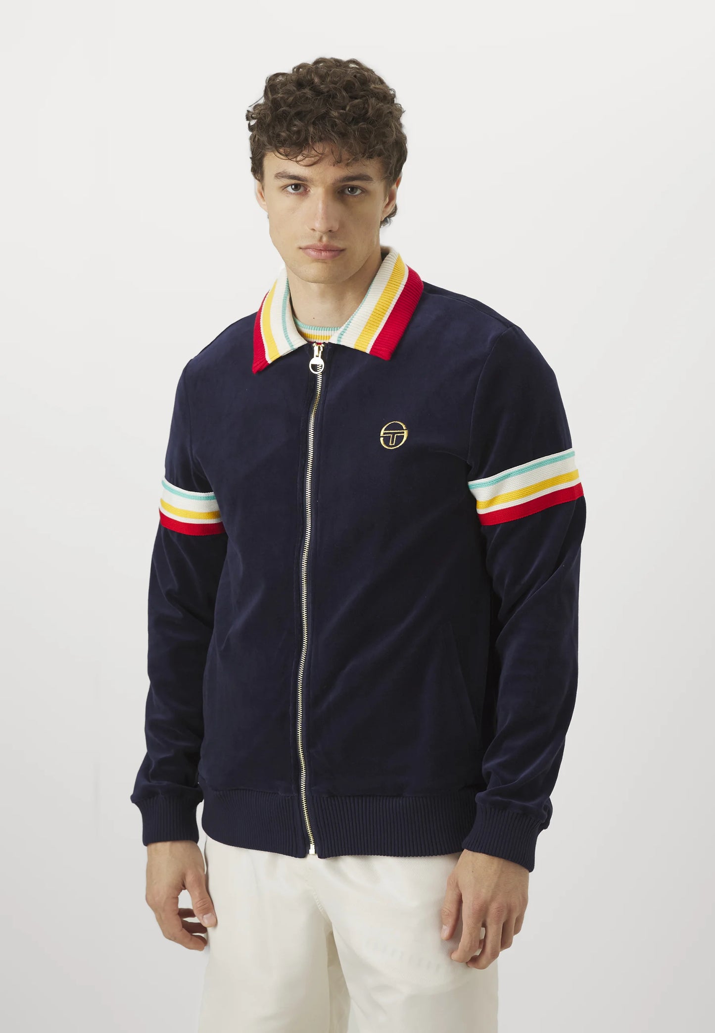 Sergio Tacchini Slice TJ Velour Track Jacket Maritime Blue/Gold