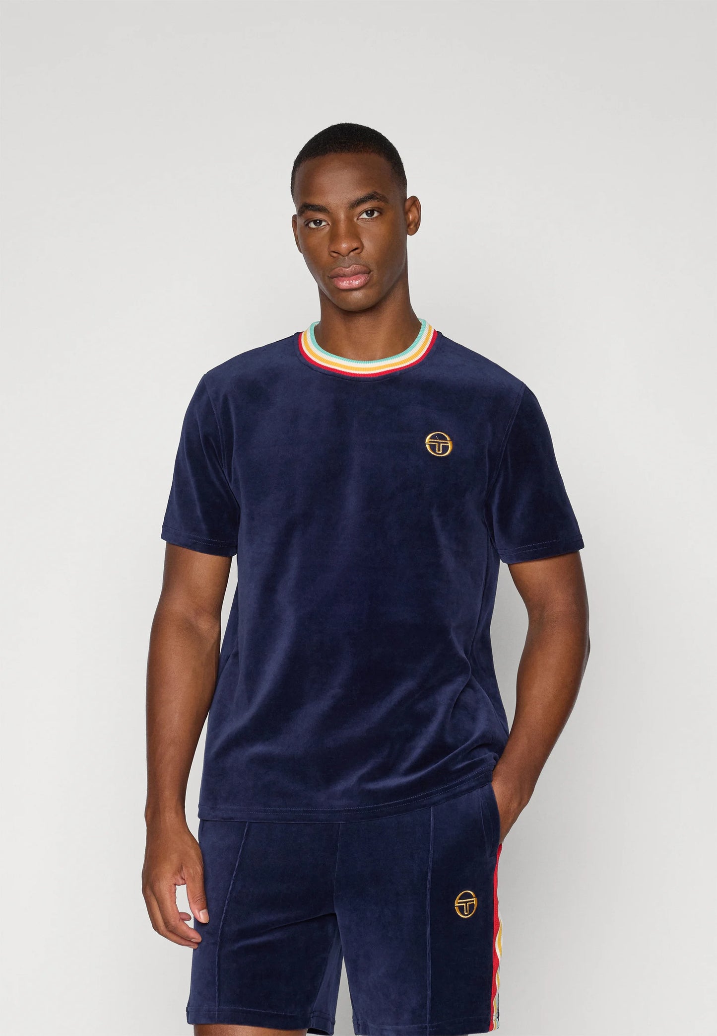 Sergio Tacchini Slice Velour T-Shirt Maritime Blue/Gold