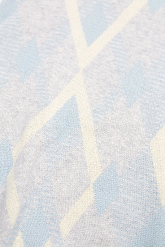 Lyle & Scott Cotton Argyle V Neck Jumper Light Grey Marl/Opal Blue