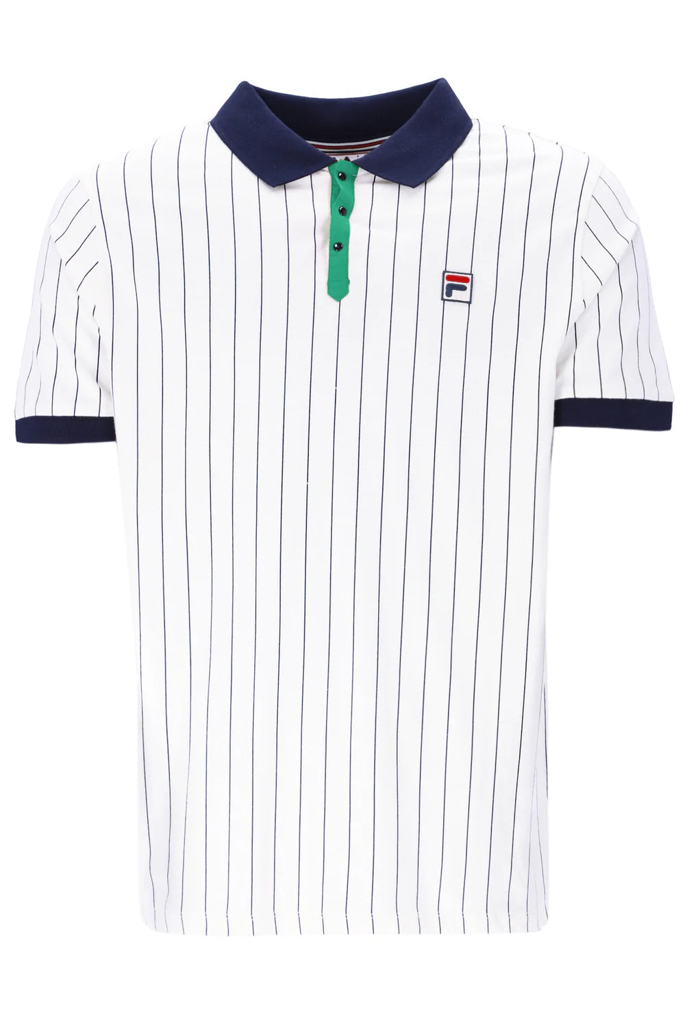 FILA BB1 Classic Vintage Striped Polo Shirt White/Green/Navy