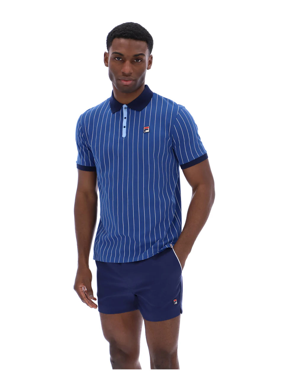FILA Vintage BB1 Classic Striped Polo Shirt Limoges/White/Frozen Fjord/Navy