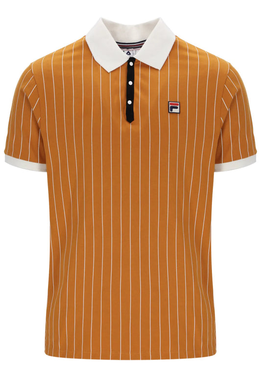 FILA BB1 Classic Vintage Striped Polo Shirt Pumpkin Spice/Gardenia/Black