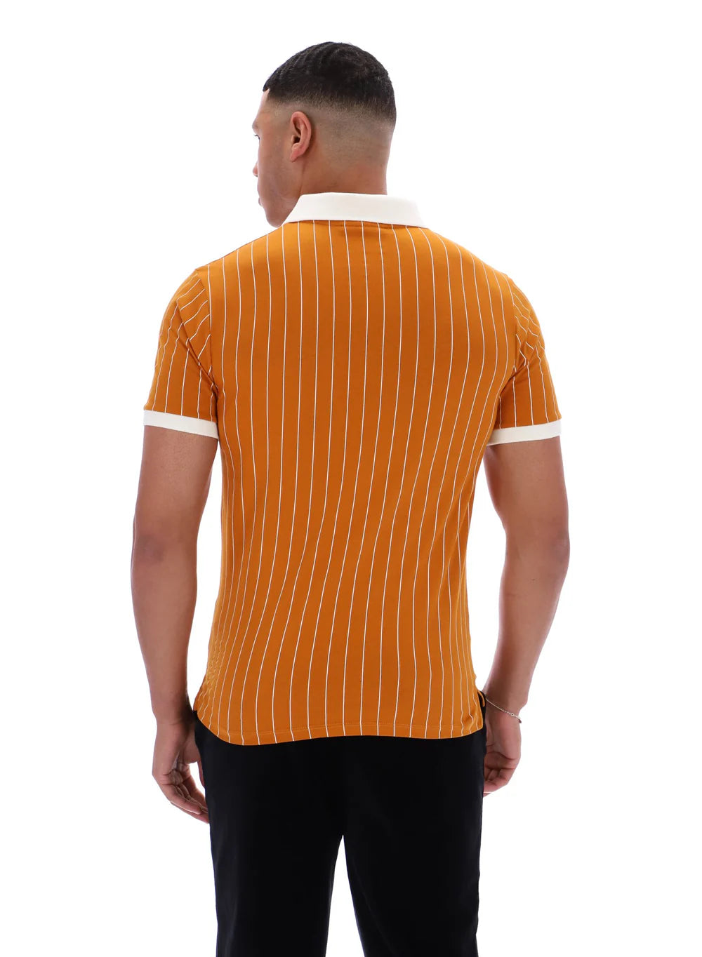FILA BB1 Classic Vintage Striped Polo Shirt Pumpkin Spice/Gardenia/Black