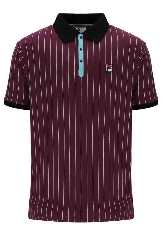 FILA BB1 Classic Vintage Striped Polo Shirt Fig/Milky Blue/Gardenia/Black