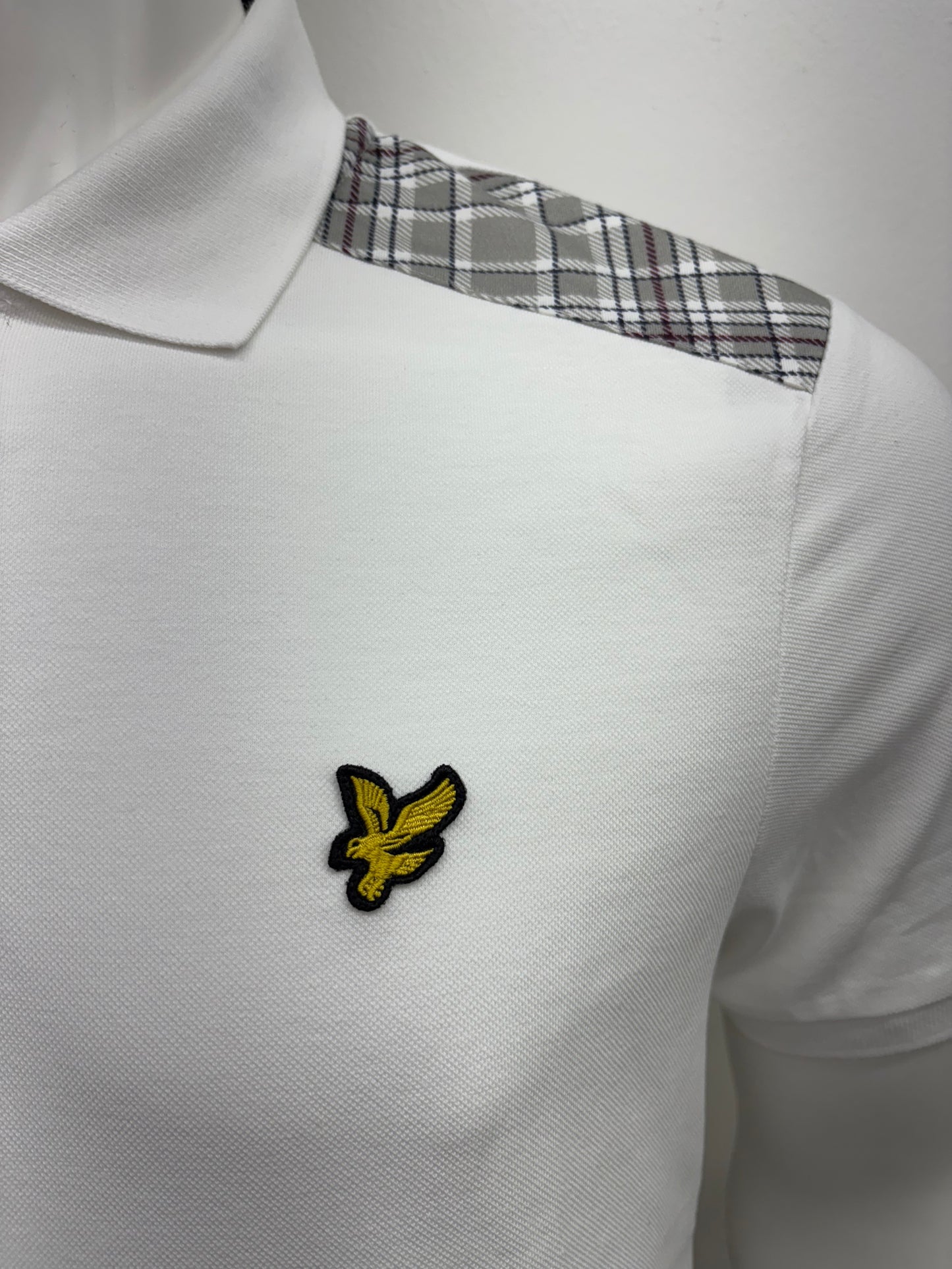Lyle & Scott Check Panelled Polo Shirt White
