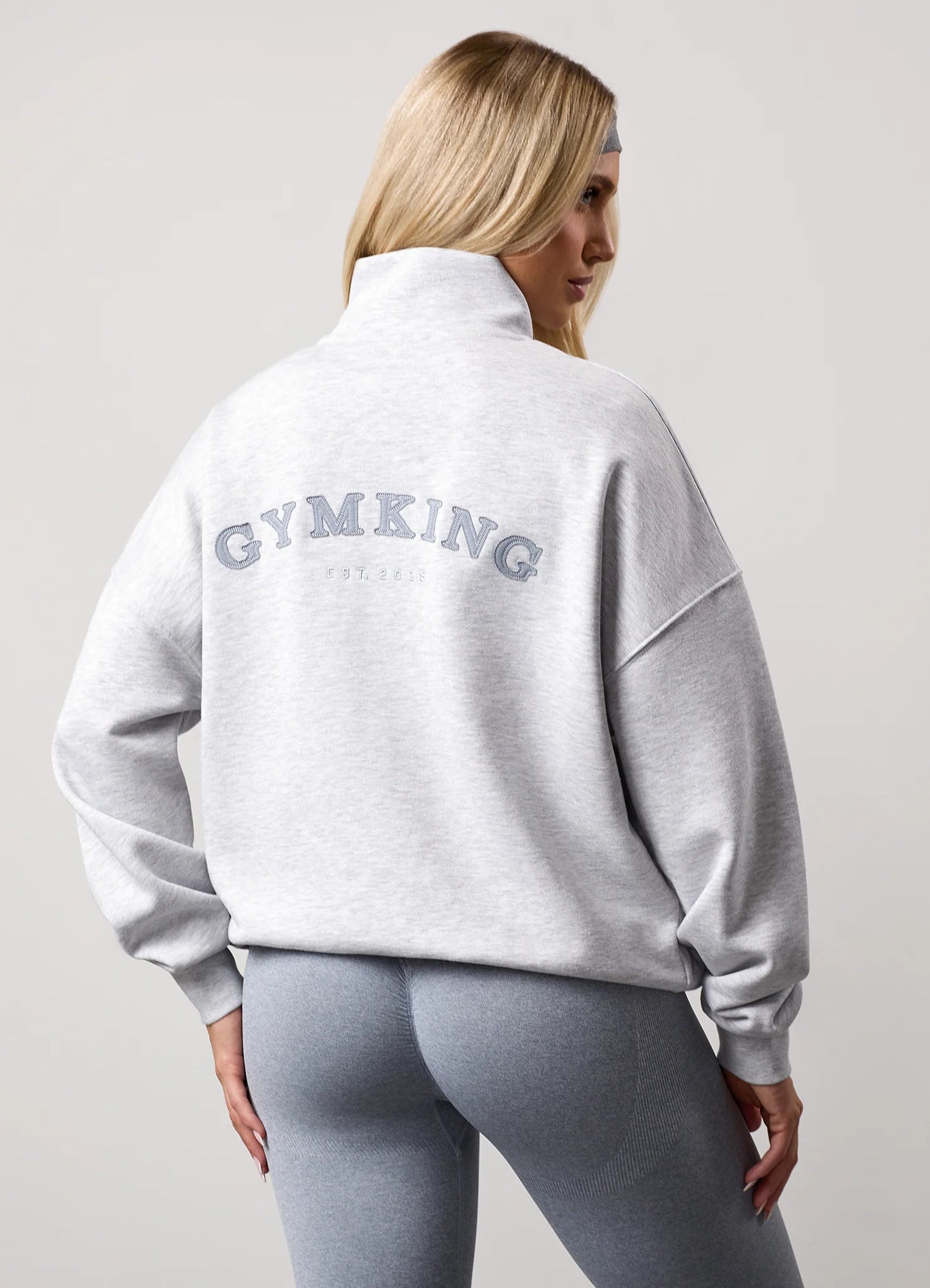 Gym King Ladies Composed Full Zip Funnel Snow Marl