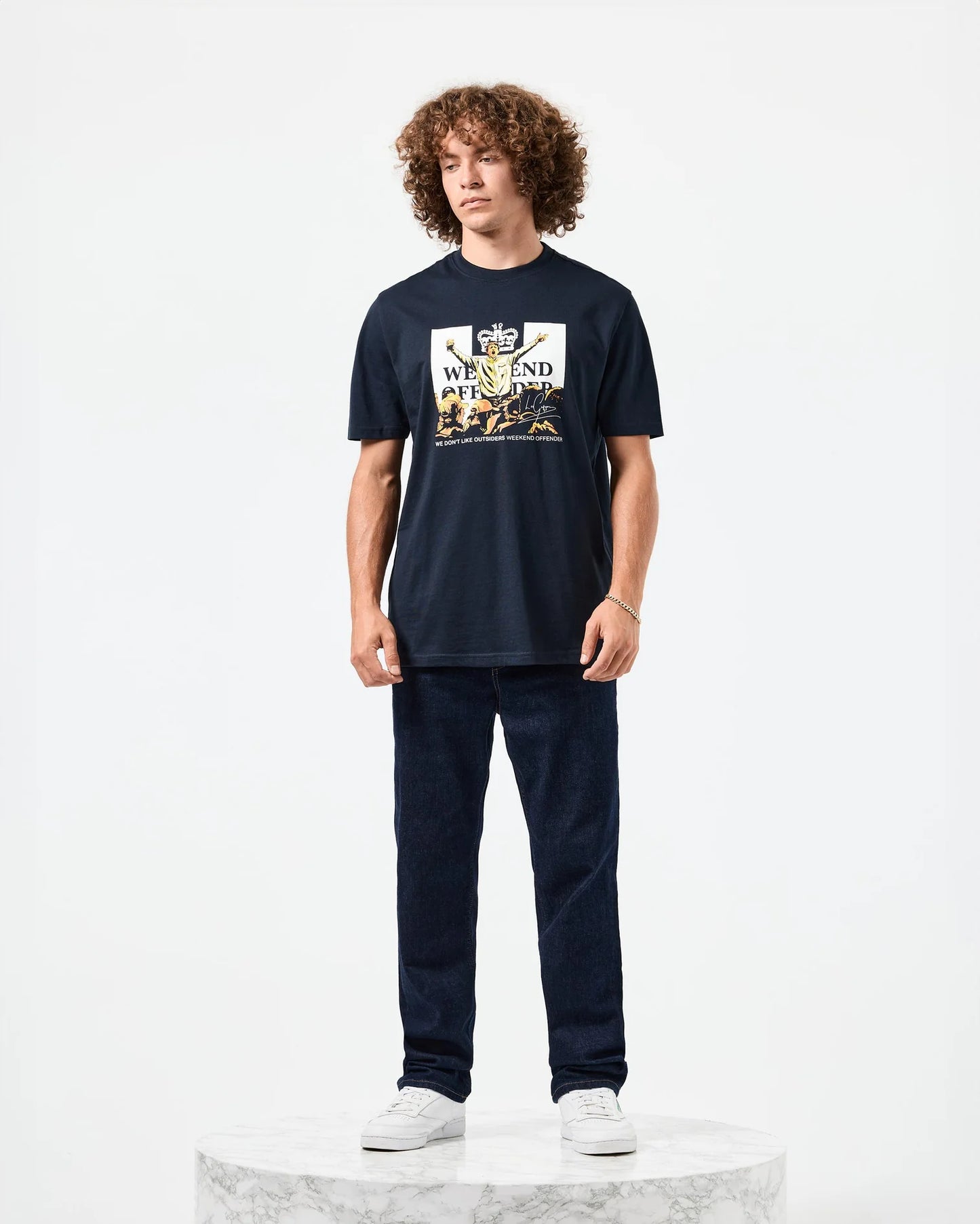 Weekend Offender Leo Gregory Graphic T-Shirt Navy