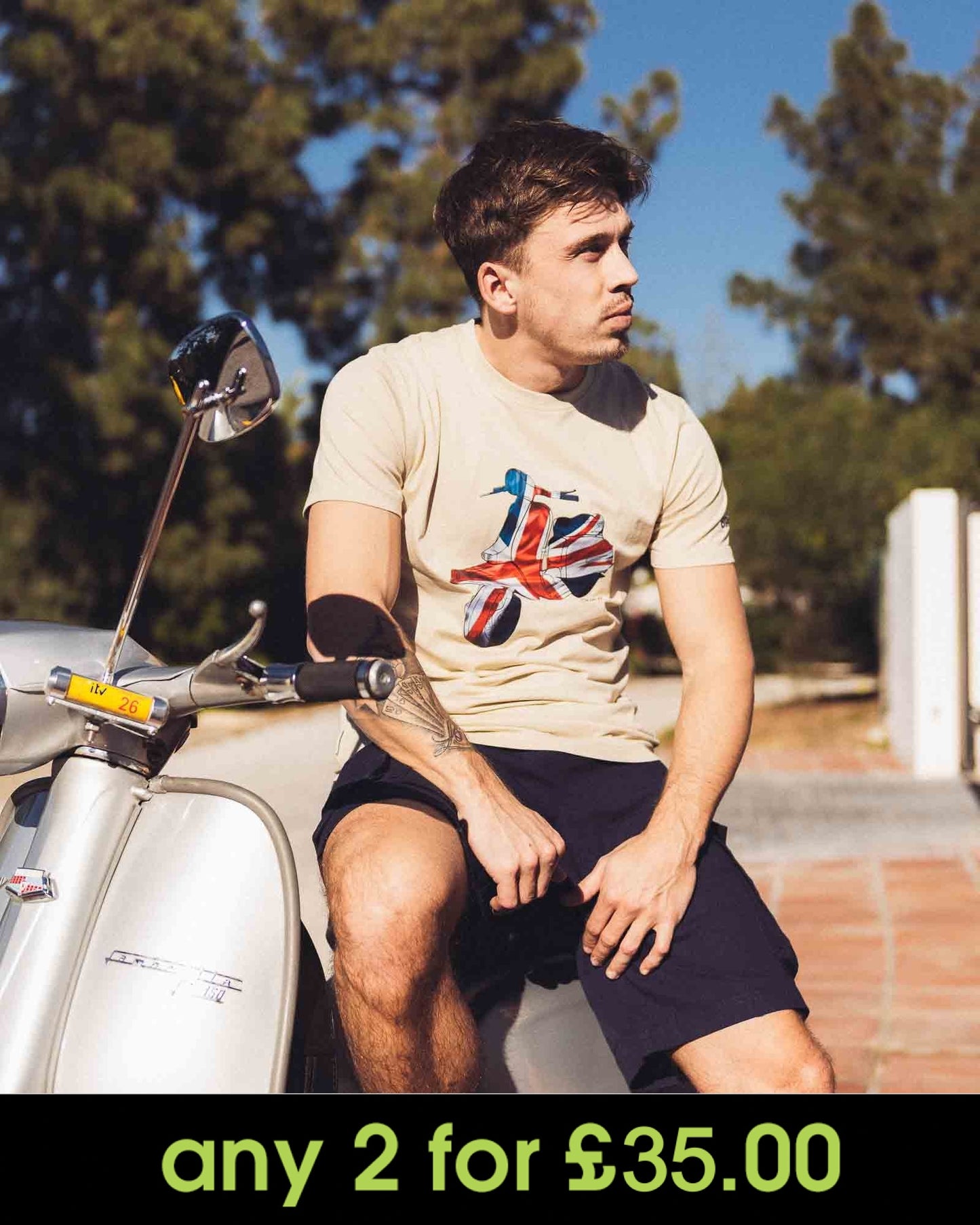 Lambretta Scooter T-Shirt Stone