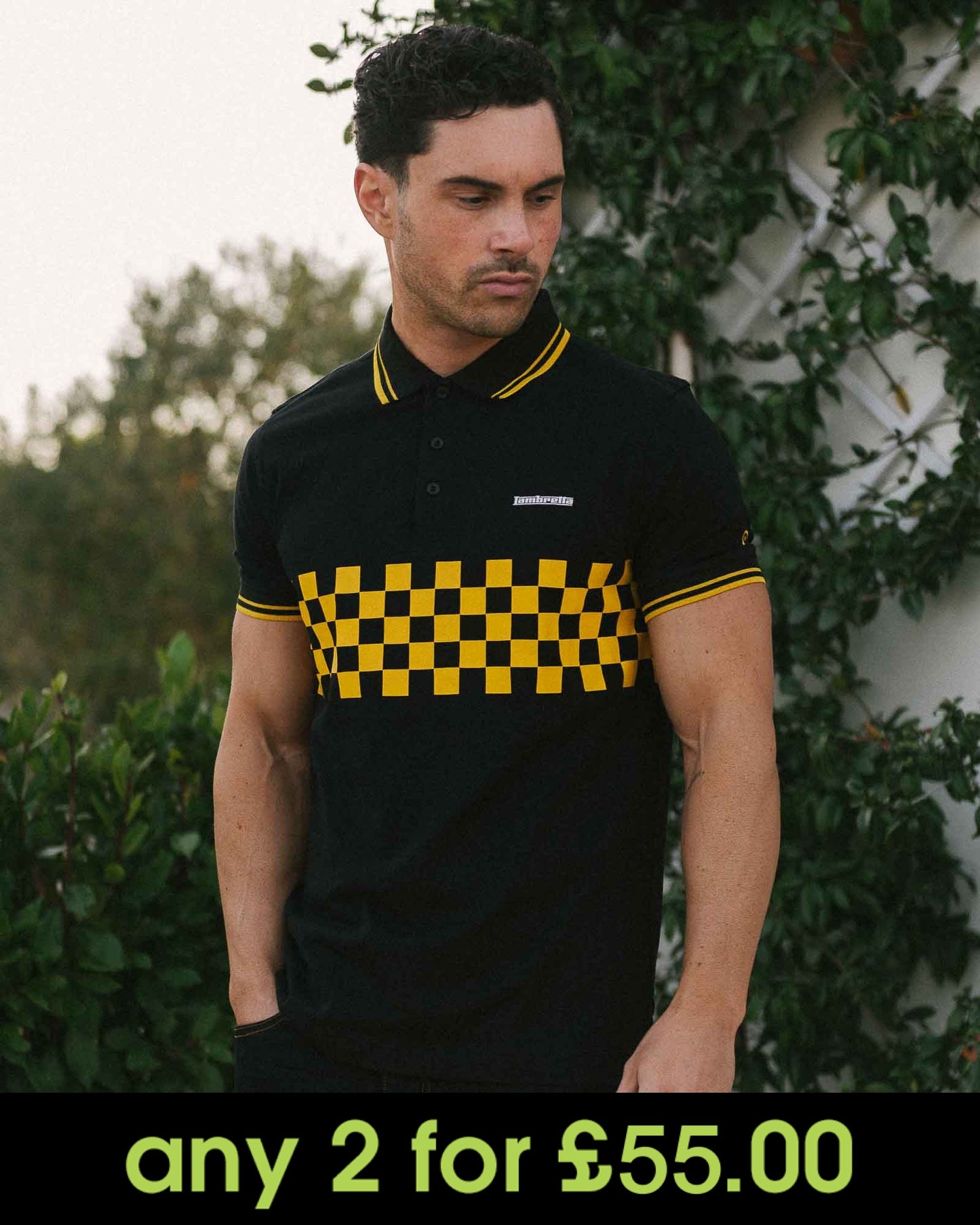 Lambretta Two Tone Tipped Polo Shirt Black/Gold