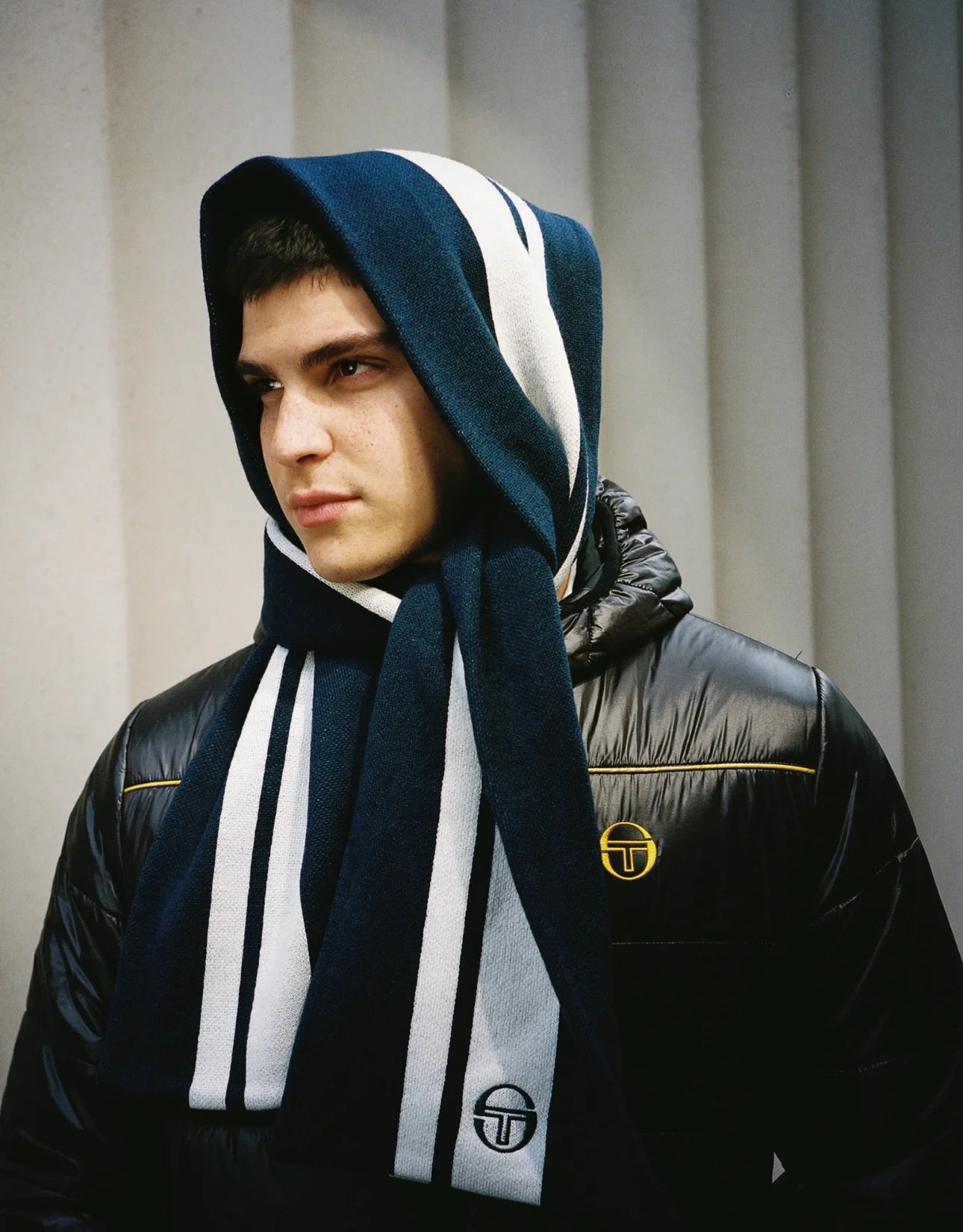 Sergio Tacchini Matchday Jacquard Striped Scarf Maritime Blue/Gardenia