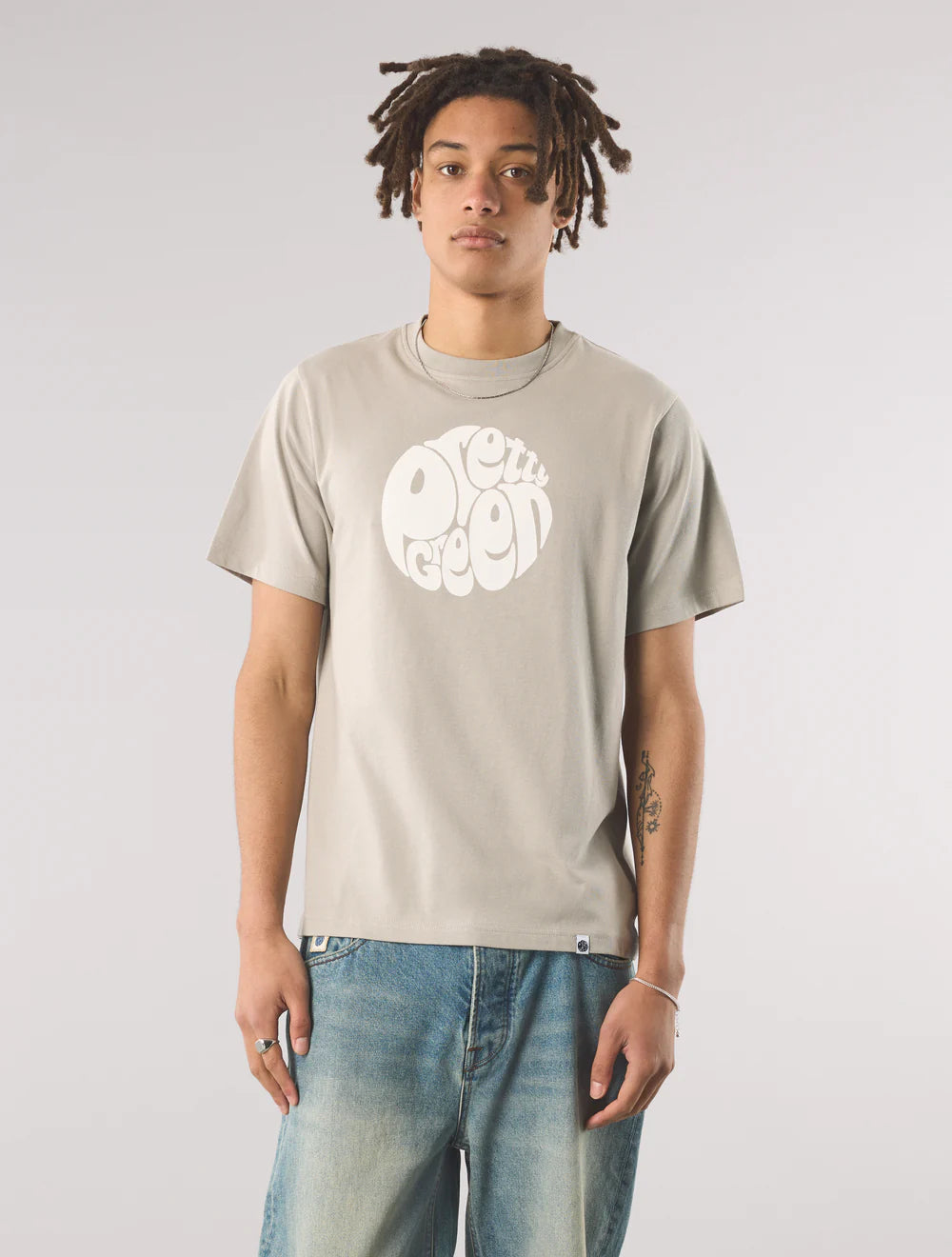 Pretty Green Gillespie Logo SS T-Shirt Smoke Grey