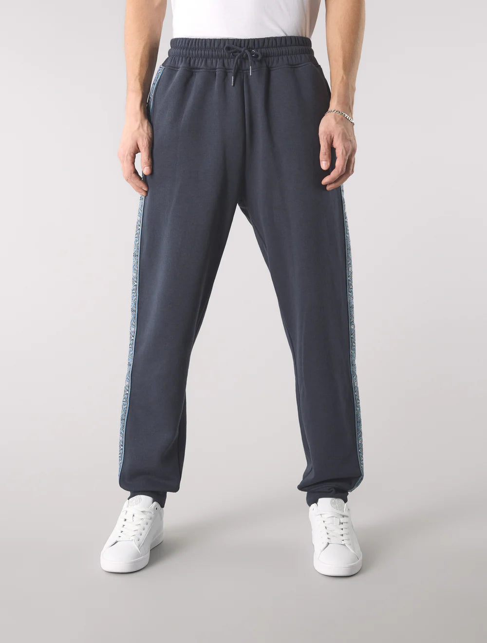Pretty Green Eclipse Paisley Tape Joggers Navy