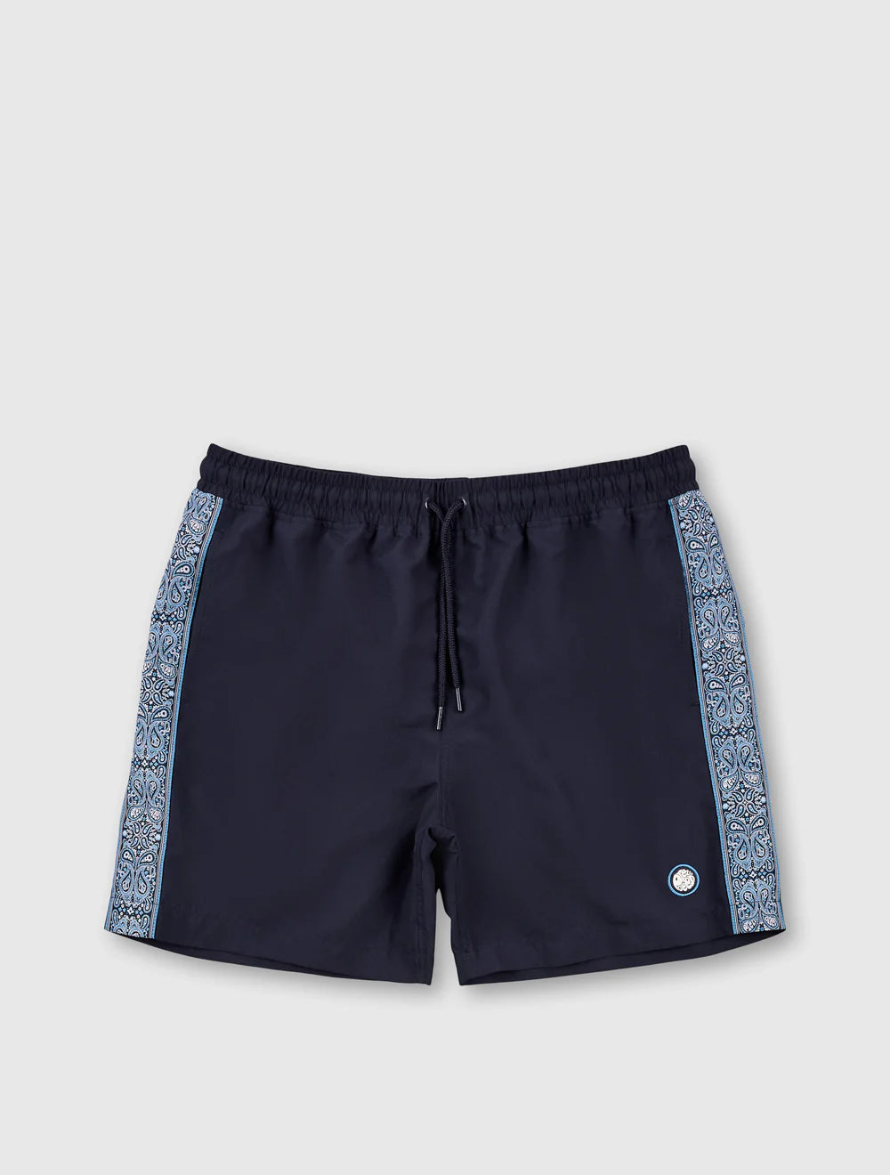 Pretty Green Eclipse Paisley Tape Sweat Shorts Navy