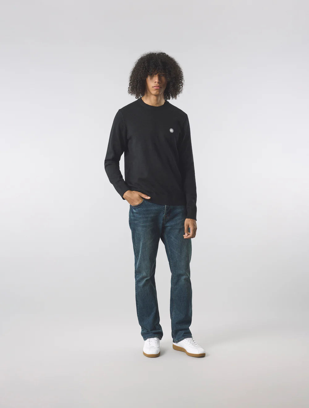 Pretty Green Merino Blend Crew Sweatshirt Black