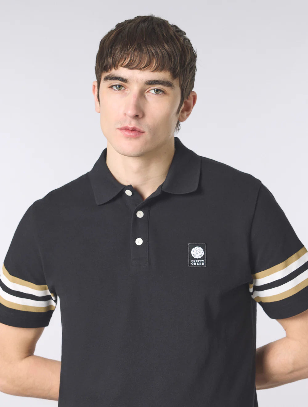 Pretty Green Stratosphere Sleeve Stripe Polo Shirt Black