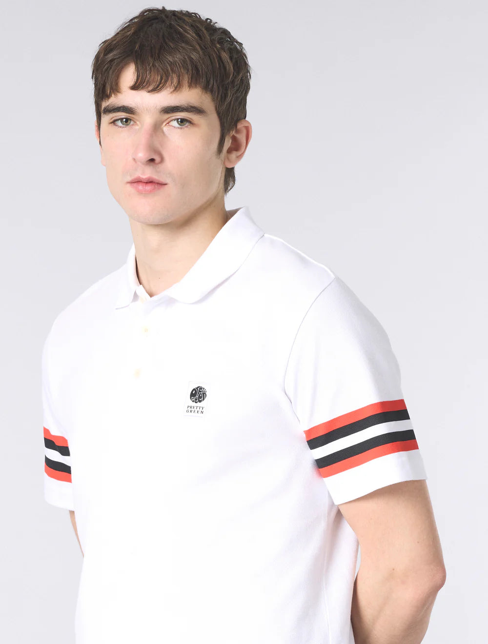 Pretty Green Stratosphere Sleeve Stripe Polo Shirt White