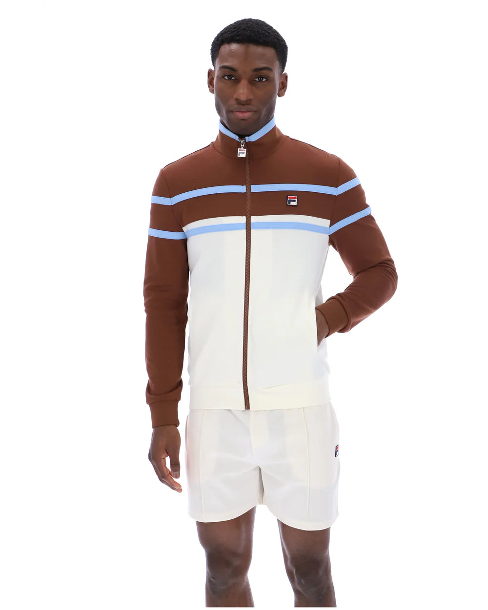 FILA Vintage Giovanni Contrast Panel Track Jacket Gardenia/Cappucino/Frozen Fjord
