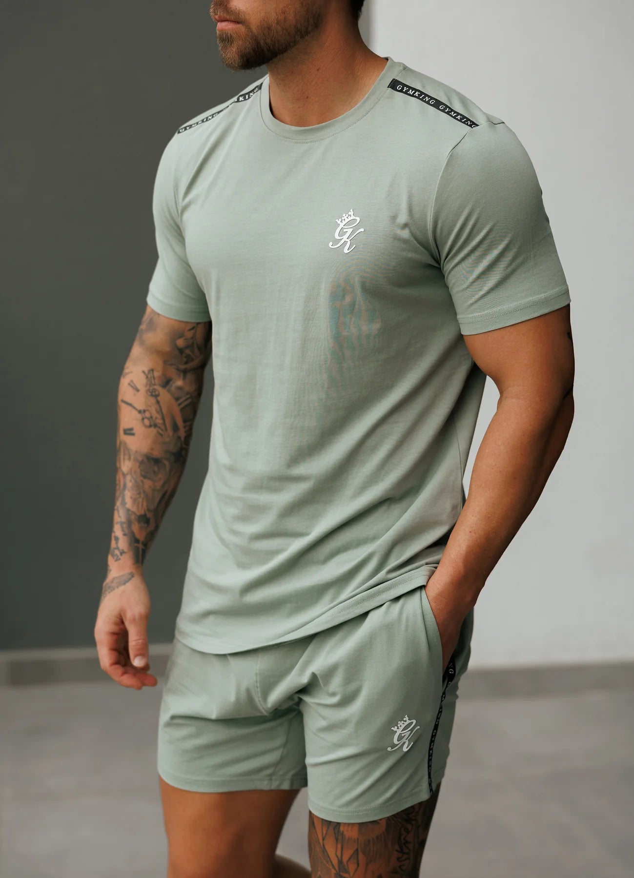 Gym King Tape Jersey T-Shirt Frosted Sage