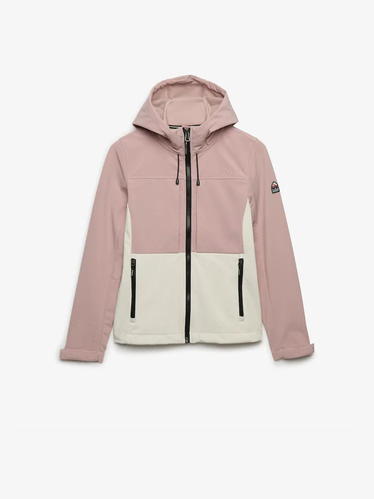 Superdry Ladies Hooded Colourblock Trekker Jacket Adobe Rose/Off White