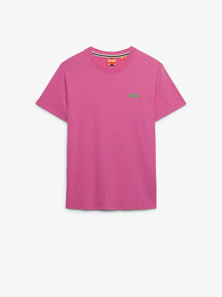 Superdry Essential Logo Embroidered T-Shirt Flash Pink/Fluro Green*