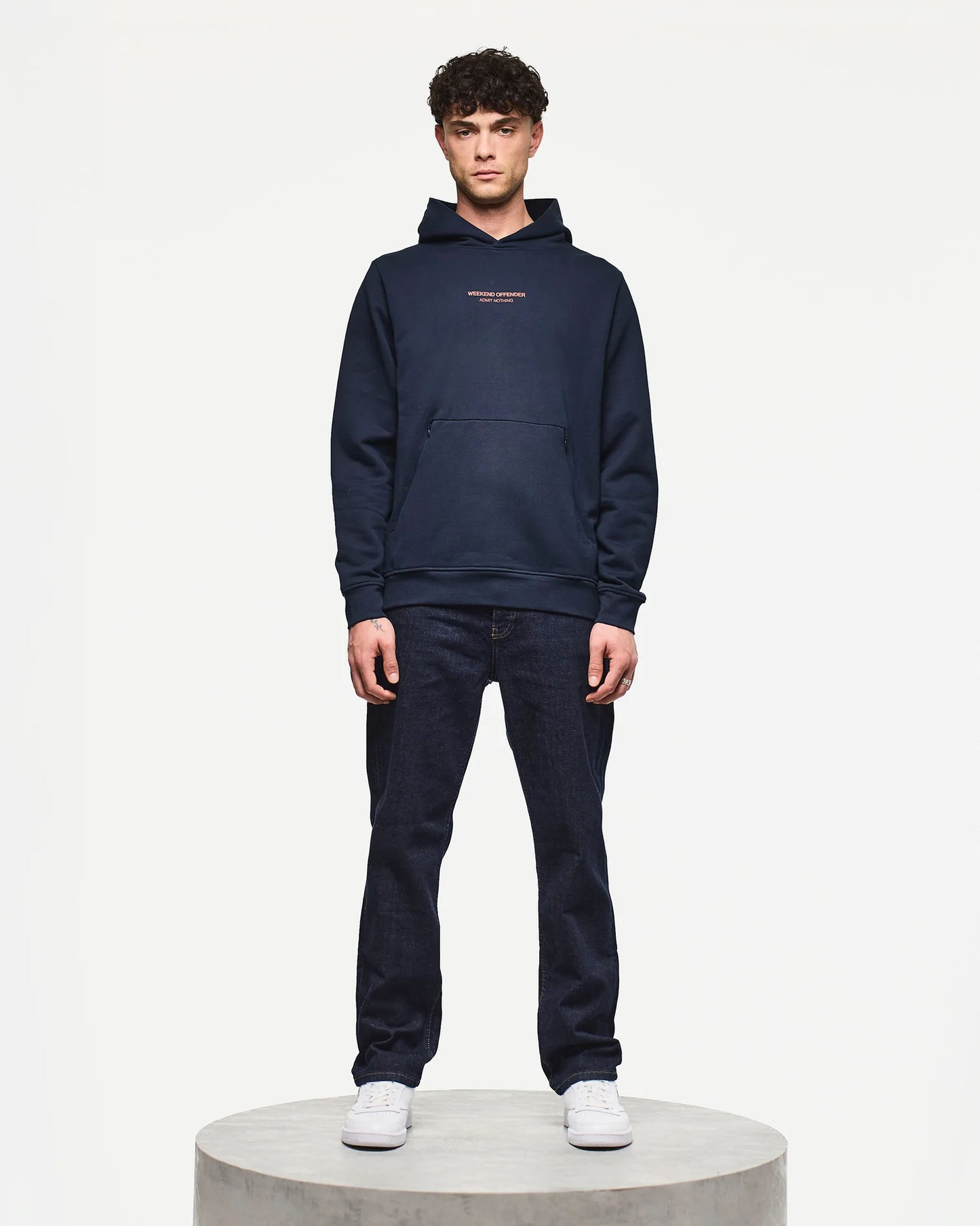 Weekend Offender Cobain Hoodie Navy/Sunset Orange