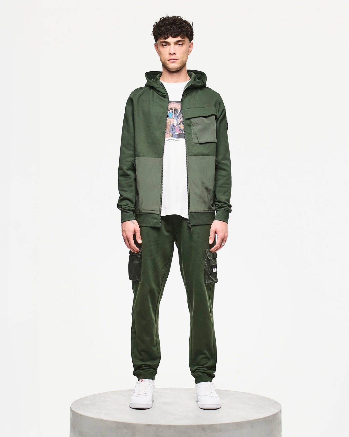 Weekend Offender Daponte Hoodie Black Forest Green