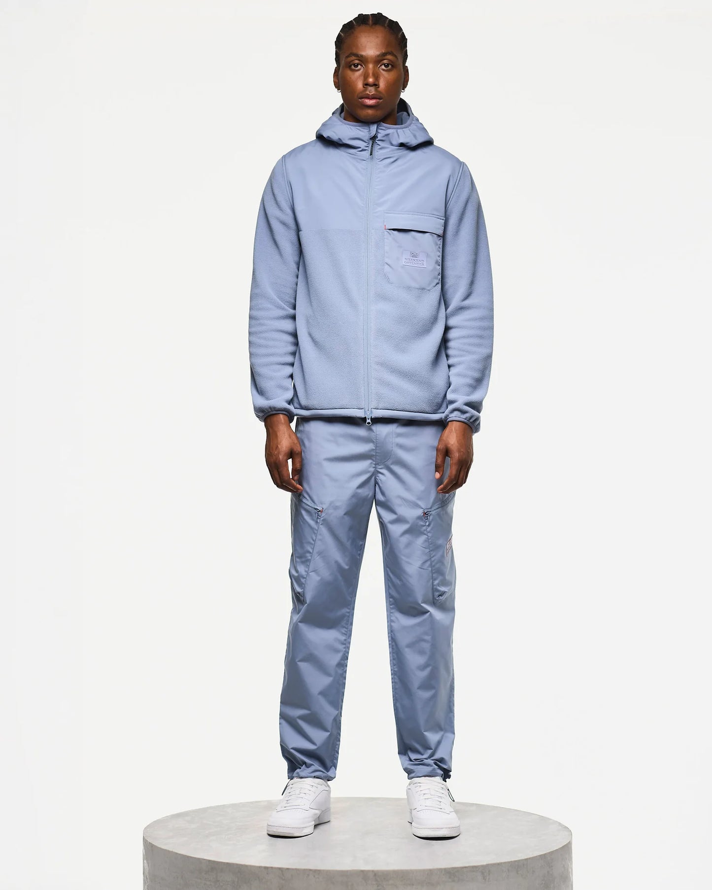 Weekend Offender Frusciante Polar Fleece Hoodie Blue Shadow