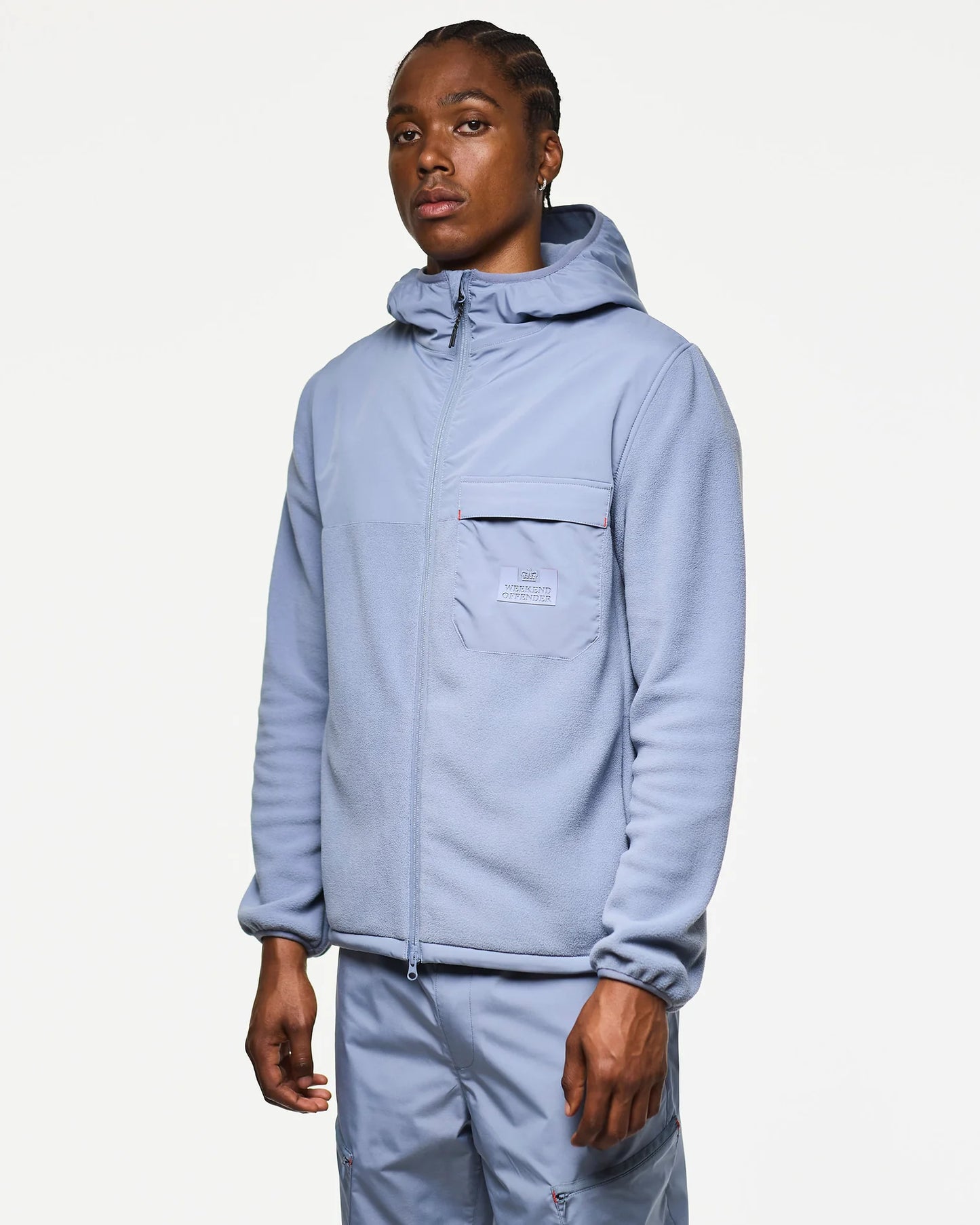 Weekend Offender Frusciante Polar Fleece Hoodie Blue Shadow