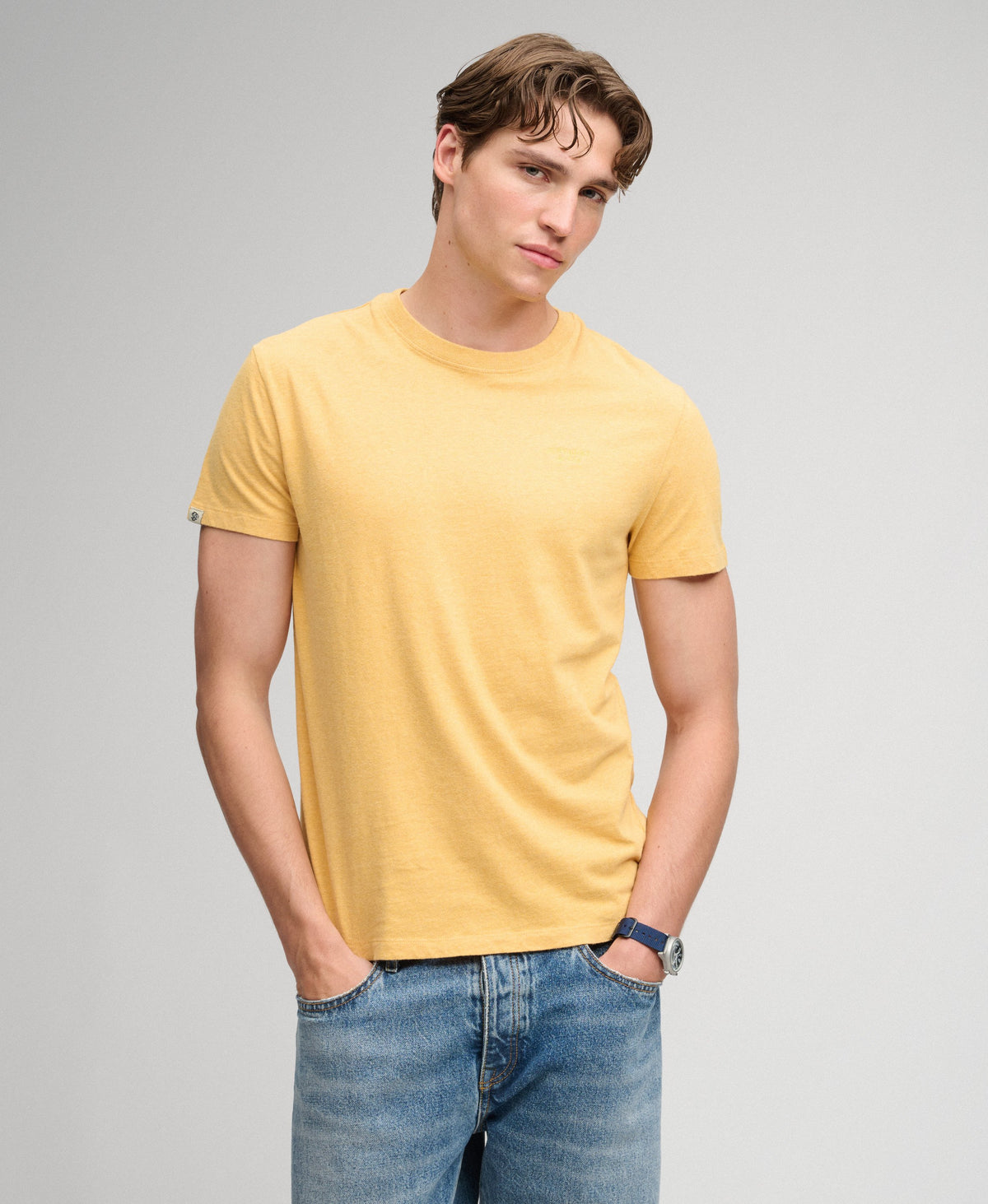 Superdry Essential Logo Embroidered T-Shirt Ochre Yellow Marl/Yolk Yellow