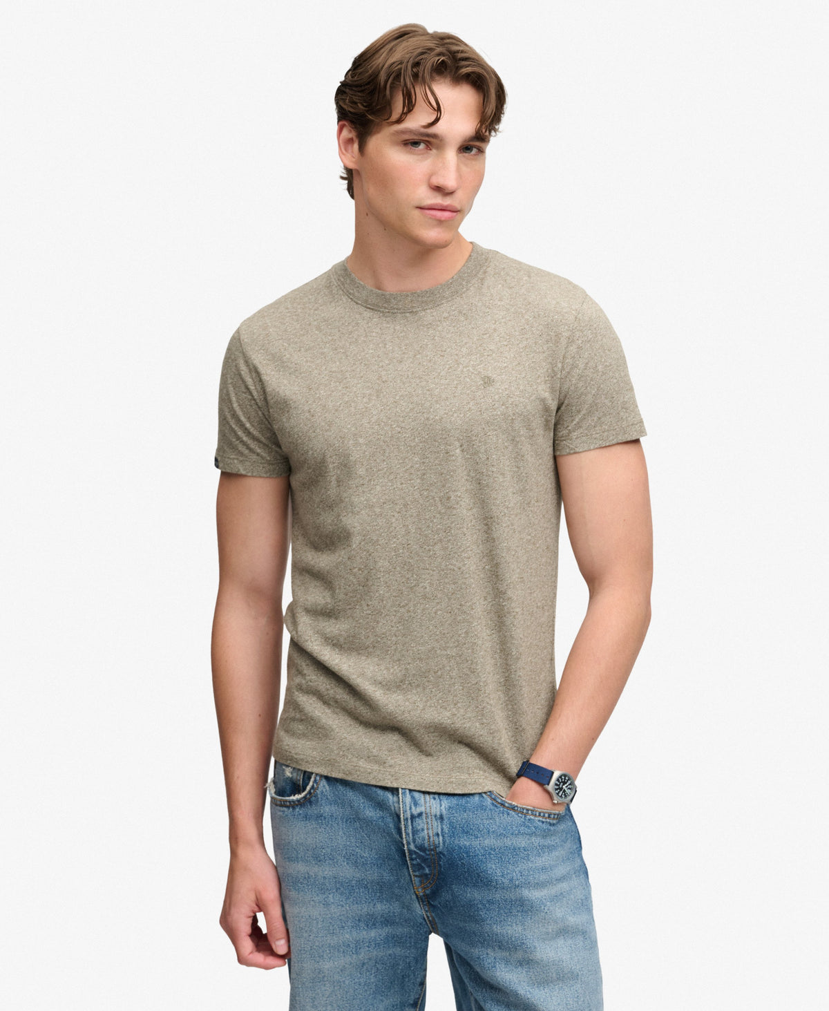 Superdry Essential Logo Embroidered T-Shirt Olive Green Marl/Olive