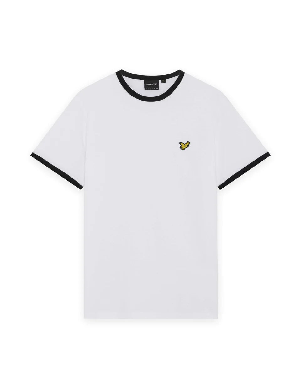Lyle & Scott Ringer Cotton Crew Neck T-Shirt White/Jet Black