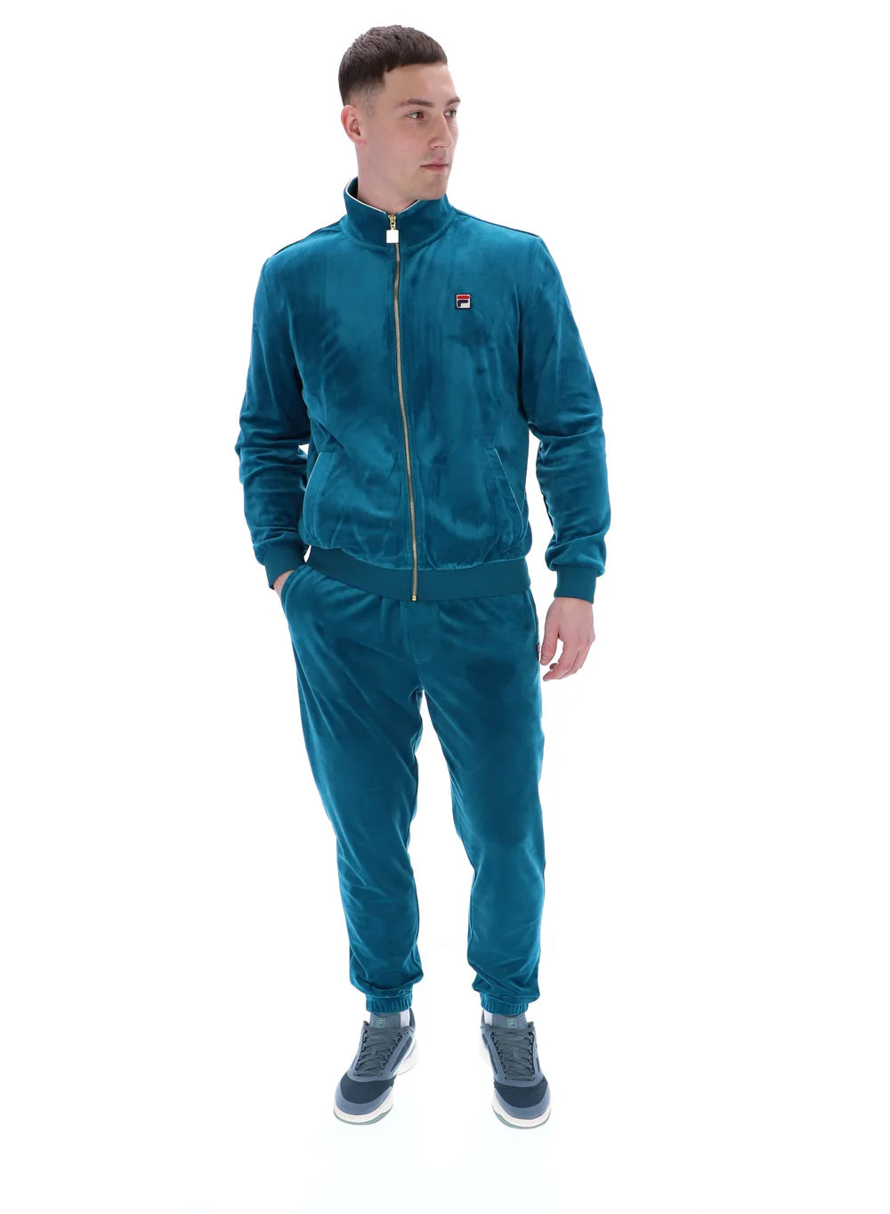 FILA Irving 2 Velour Track Jacket Deep Lagoon/Gardenia