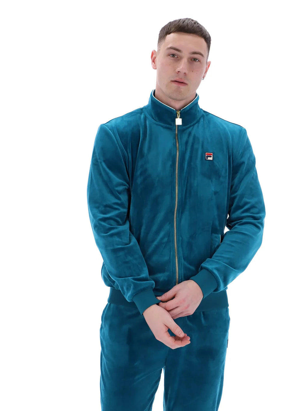FILA Irving 2 Velour Track Jacket Deep Lagoon/Gardenia