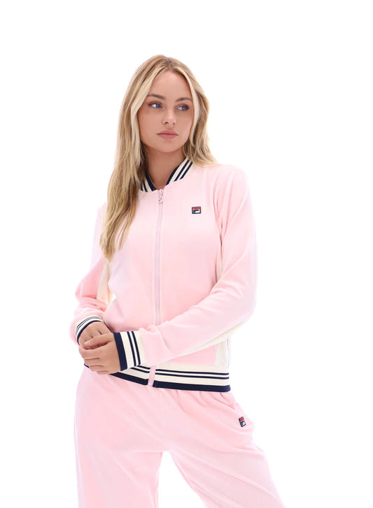 Fila Ladies Jenesis Baseball Zip Up Track Top Pinkaboo/Gardenia/Navy